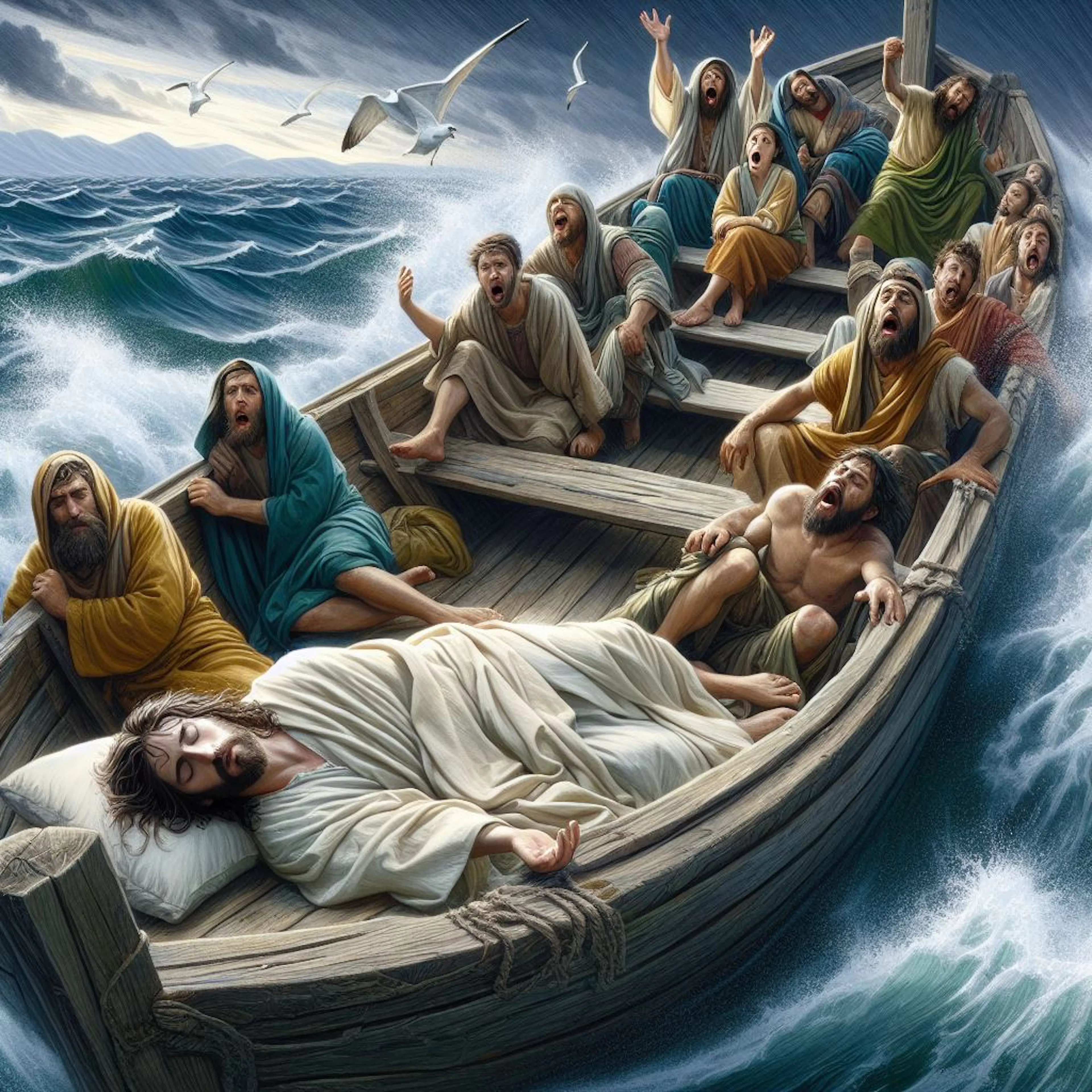 Jesus sleeping at the stern