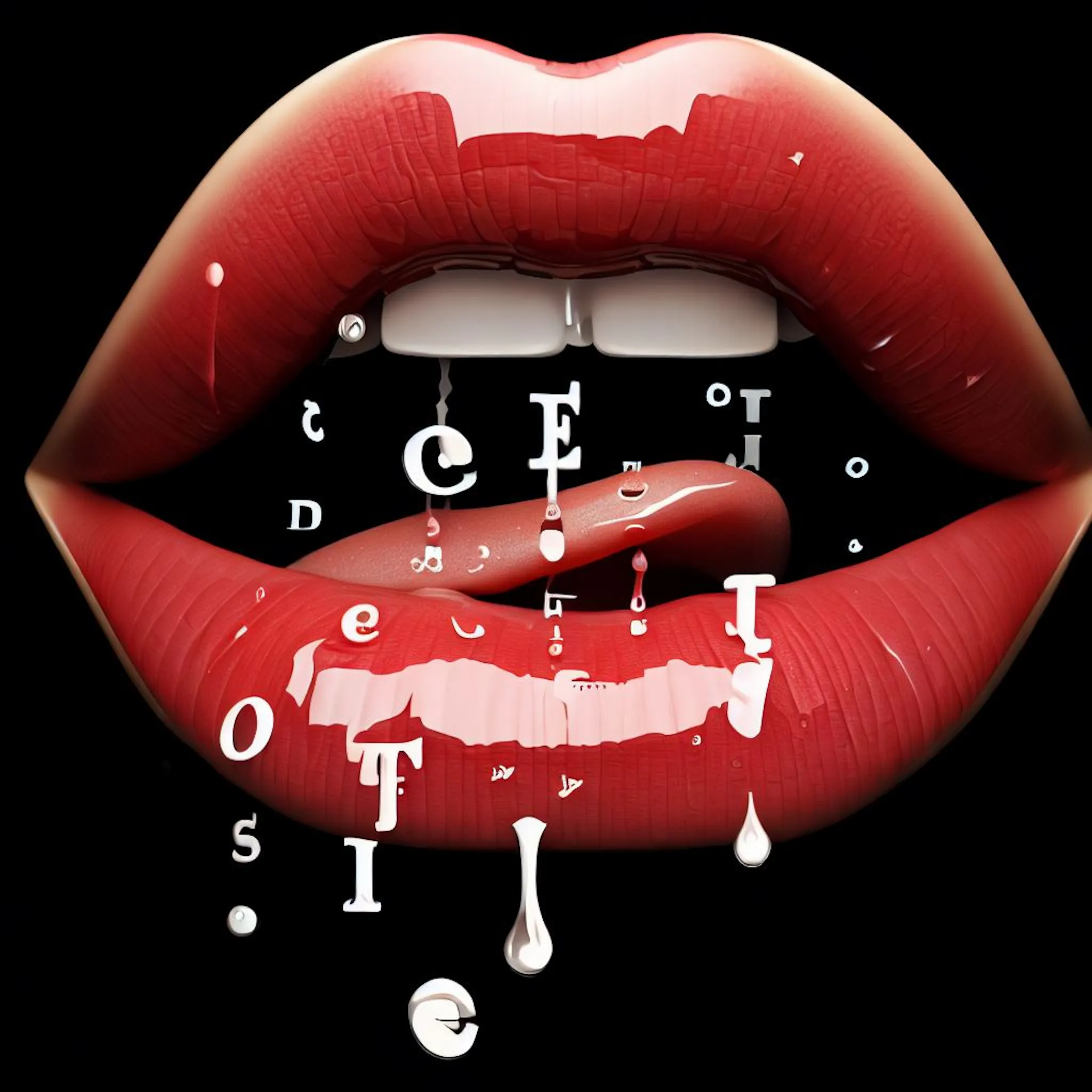 lips dripping letters