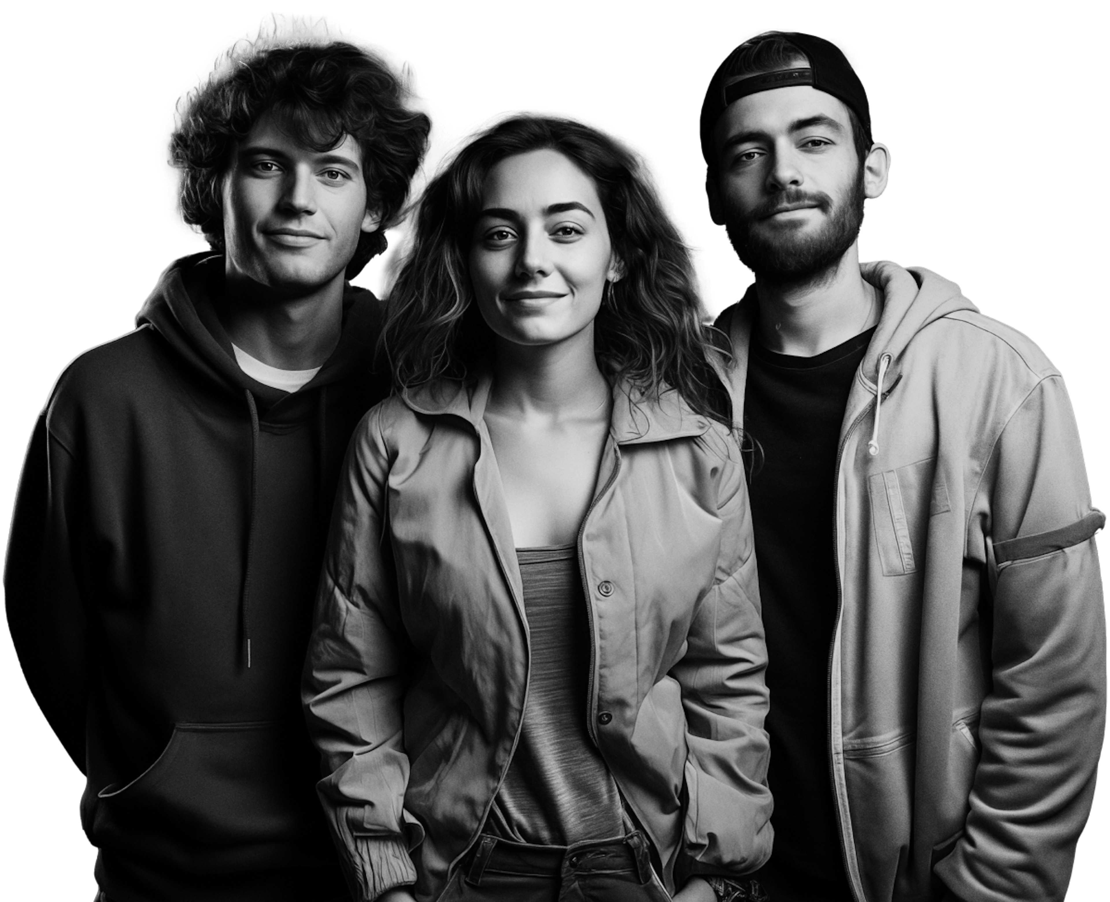 Drie IT-specialisten van The NextGen: twee mannen en één vrouw in een groepssetting.