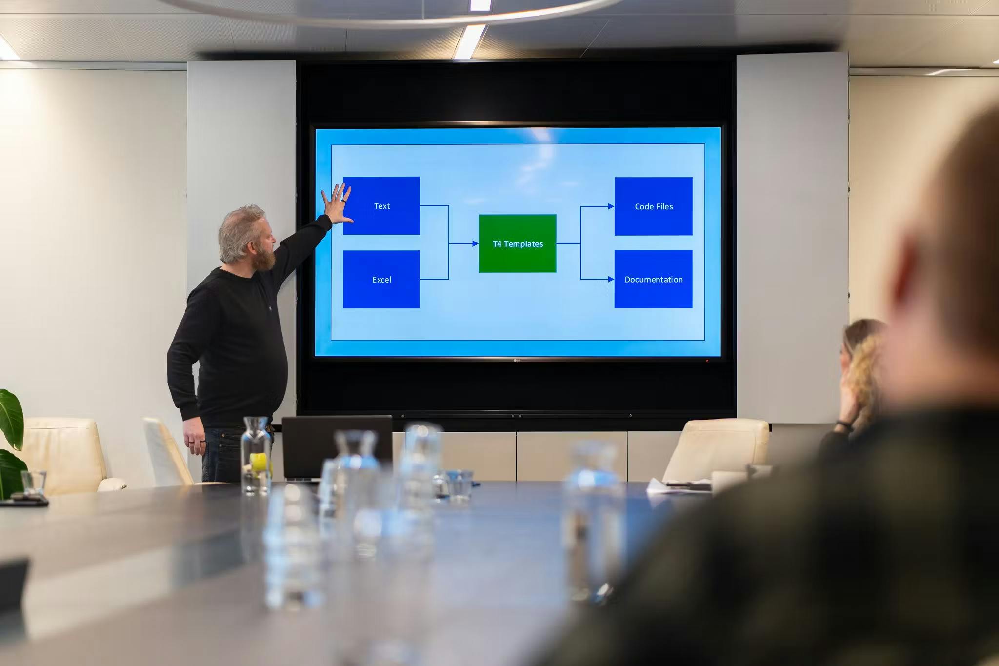 Spreker die uitleg geeft van presentatie.