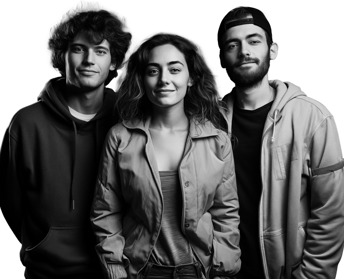 The.NextGen header image of three IT consultants. Two men and one woman, who stands between them.