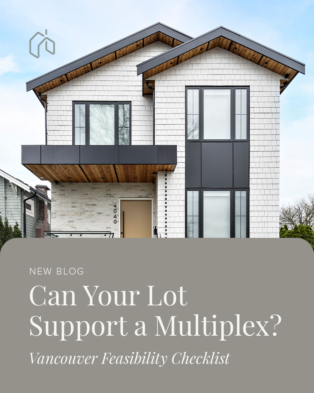 Modern multiplex in Vancouver with white siding and black trim.