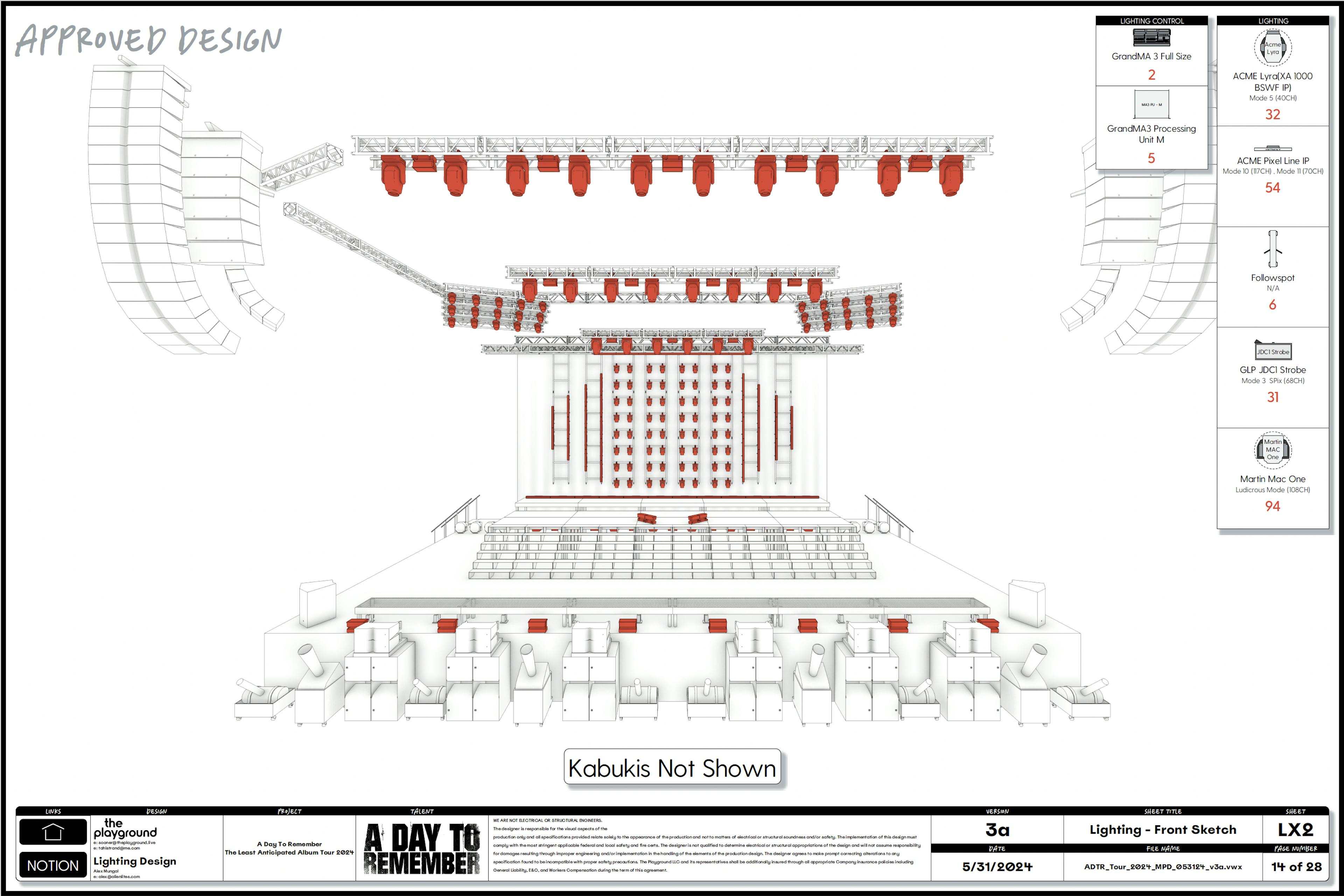 Front View of Lighting Plot