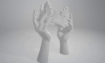 Grey Scale Model of Hands and Crown