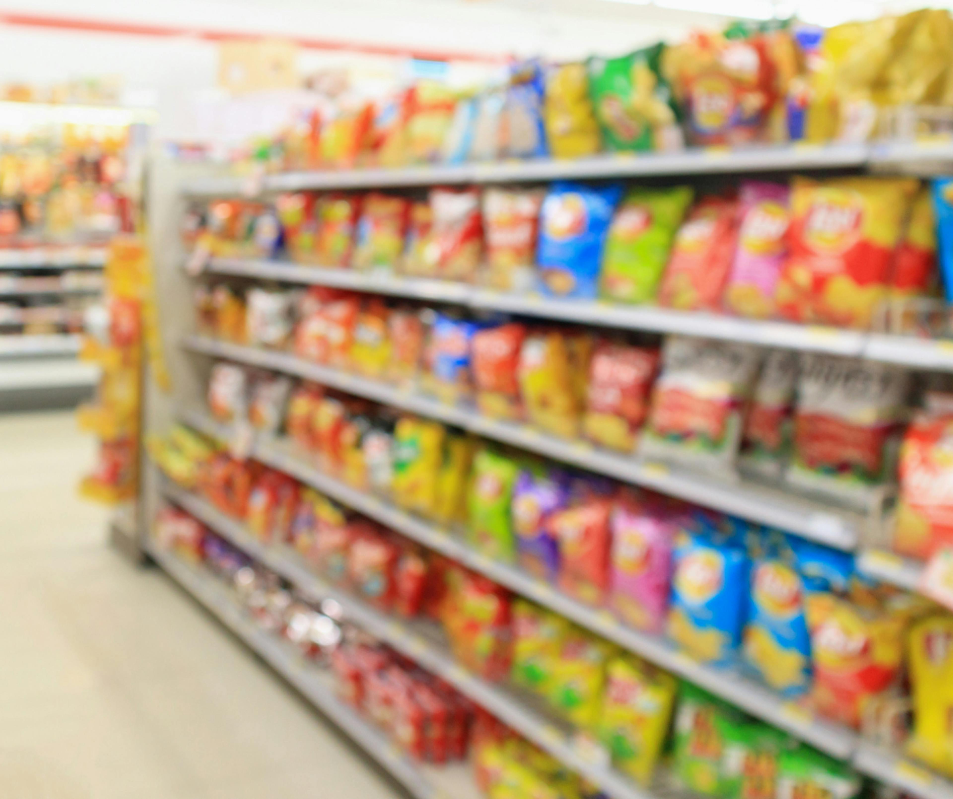Supermarket shelf unhealthy food