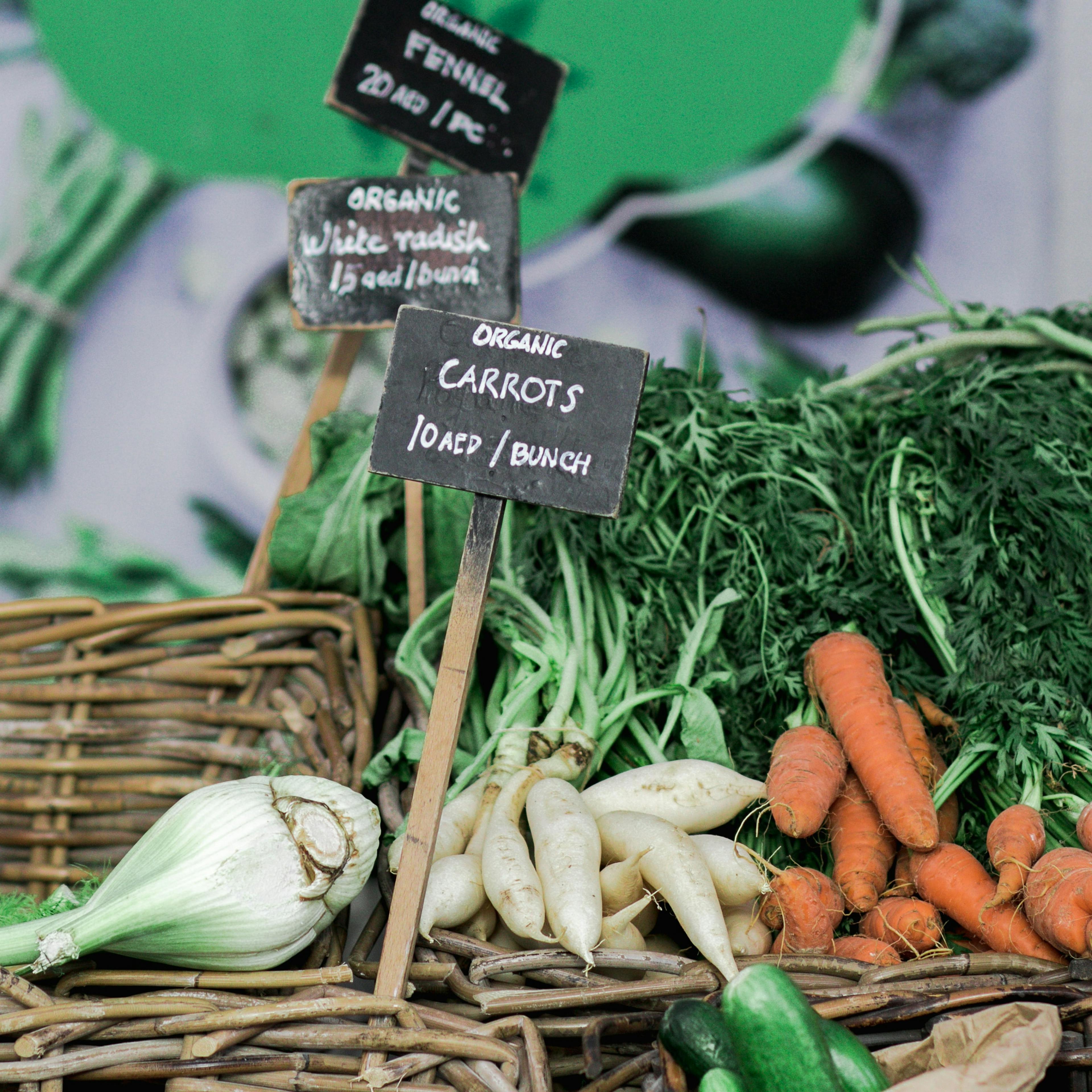 Organic produce in basket