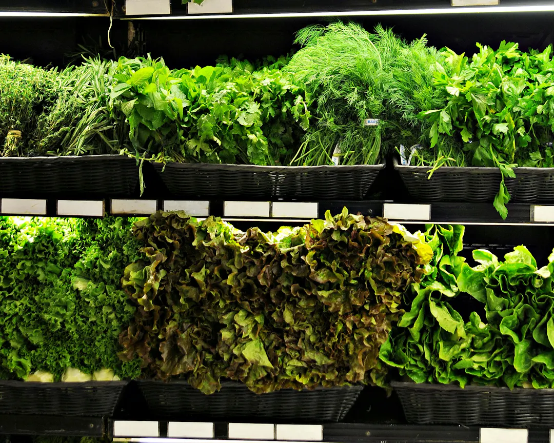 Organic produce in the supermarket shelf