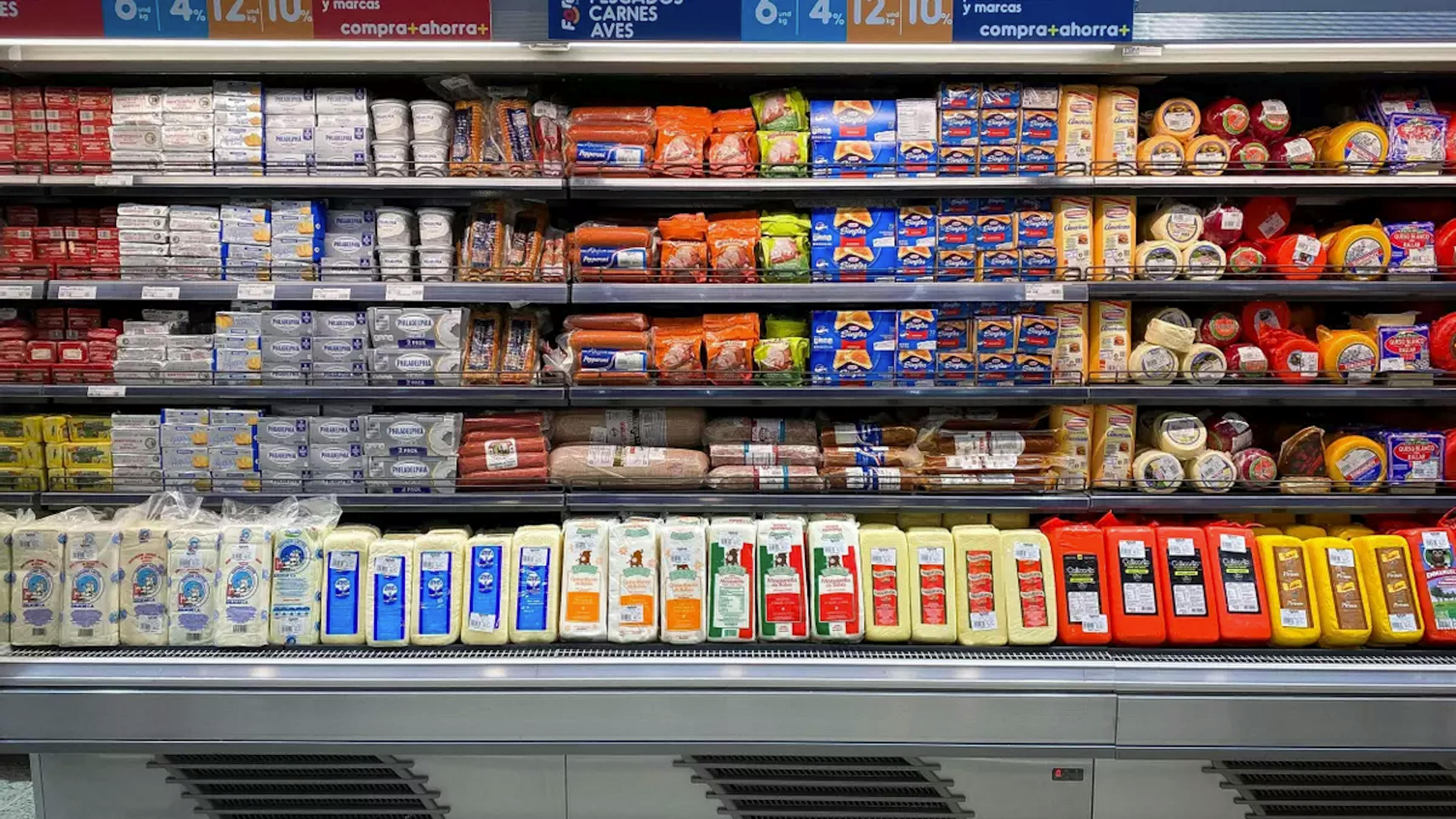 supermarket meat and dairy aisle