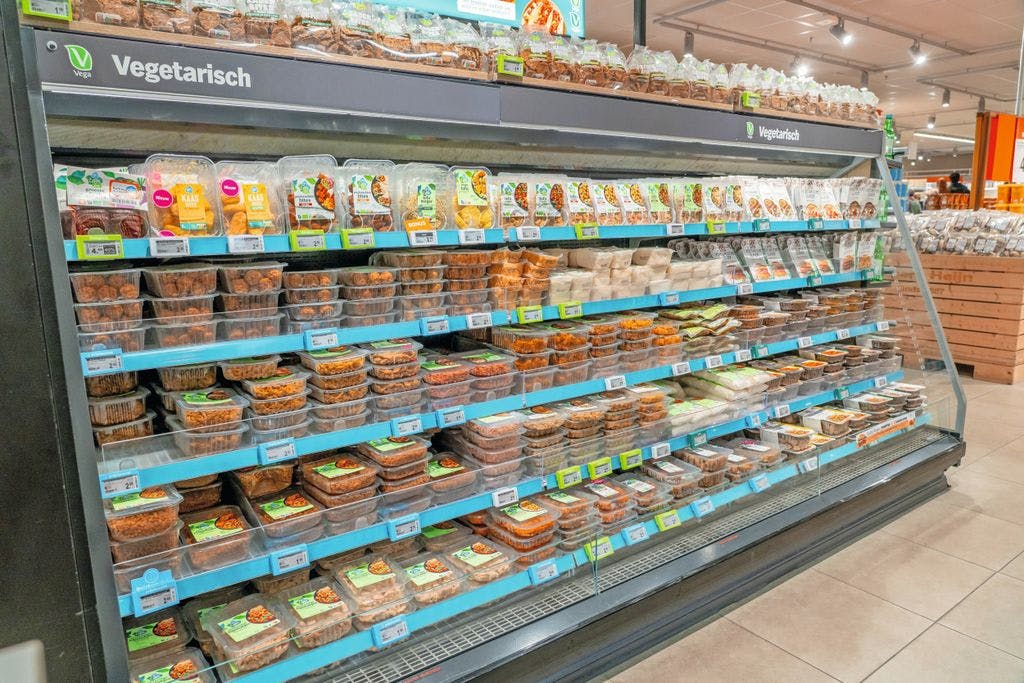 Meat alternatives aisle supermarket