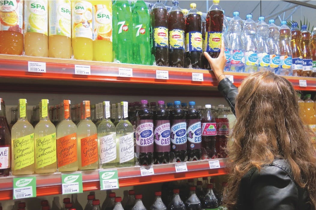 Soft drinks supermarket shelf