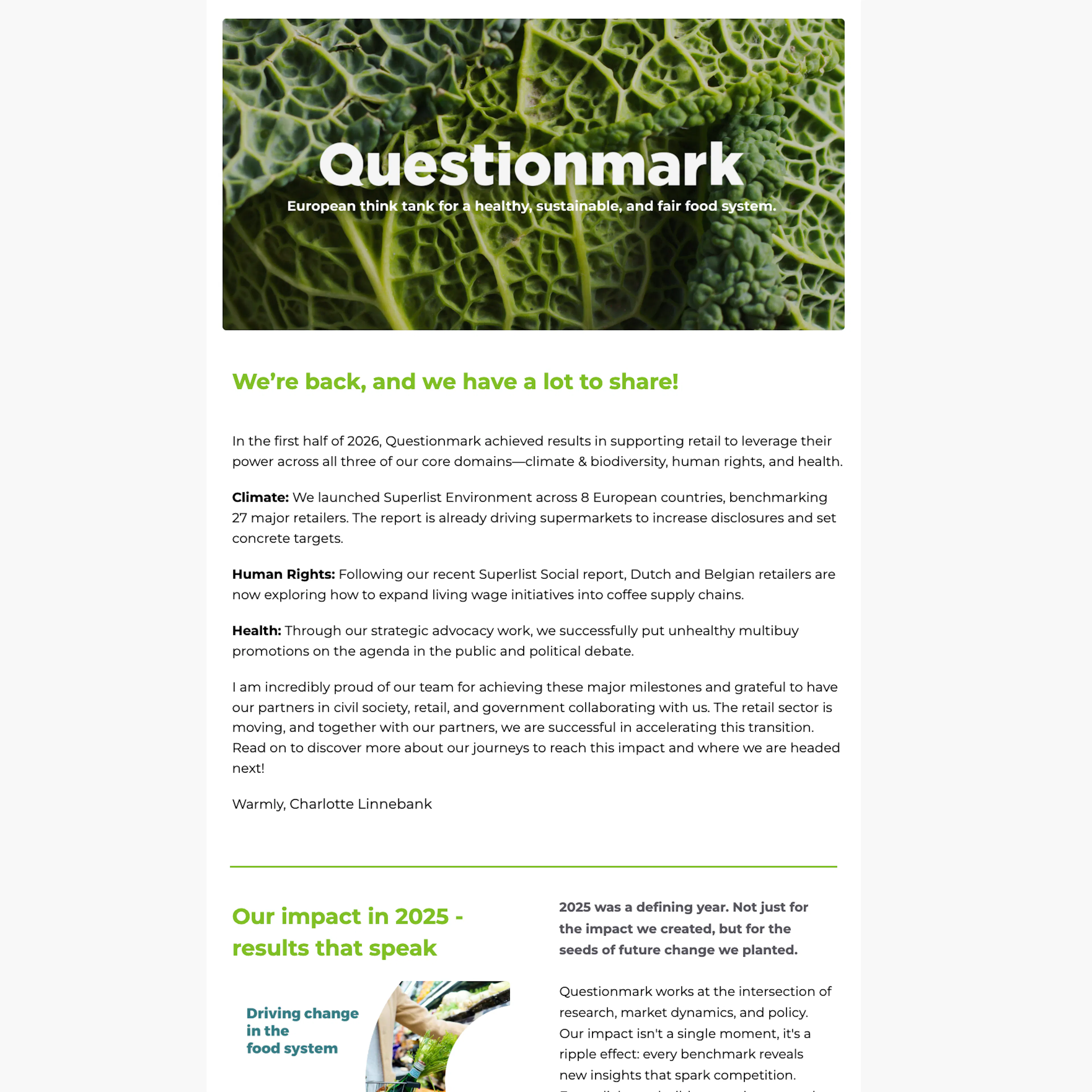Screenshot of the Questionmark newsletter July 2026