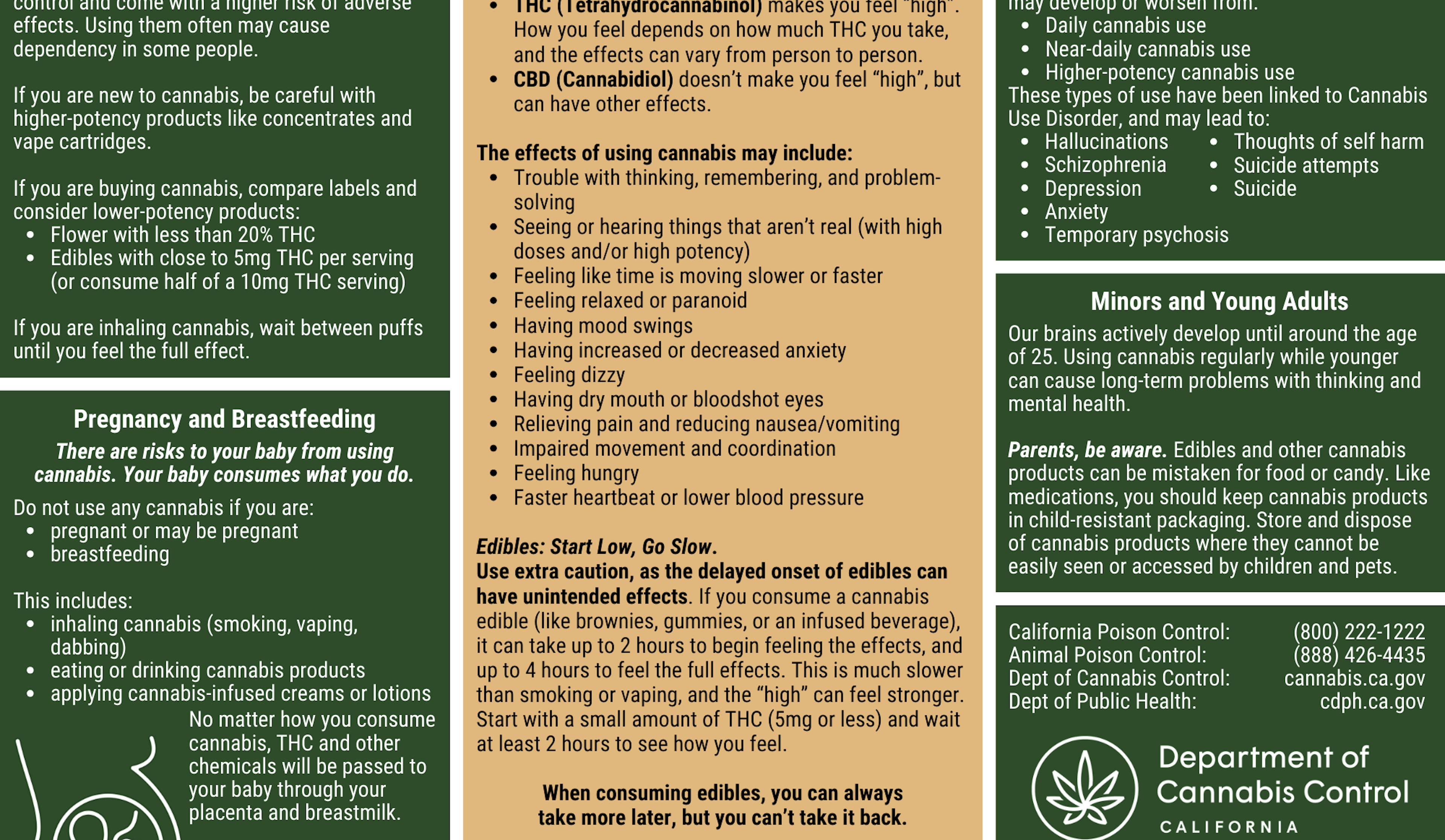 SB 540 cannabis informational pamphlet brochure