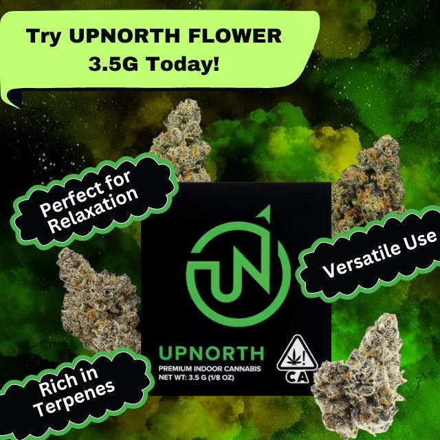 UPNORTH FLOWER 3.5G - High THC cannabis with exceptional flavor, ideal for relaxation.