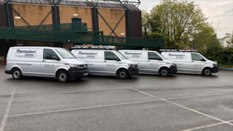 Fleet of vans with ThermoServ livery
