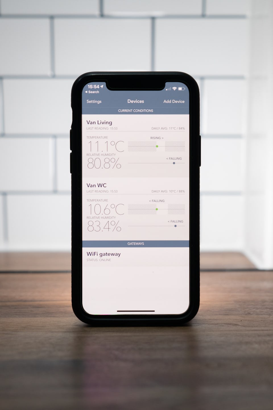 SensorPush app on iOS