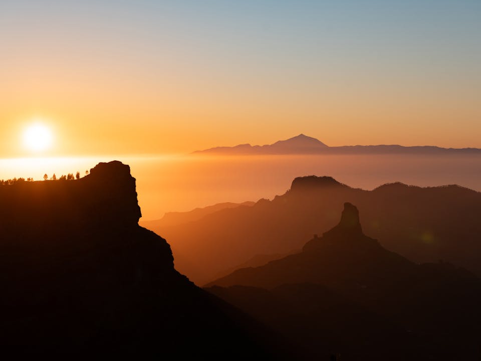 Sunset over the mountains of Gran Canaria