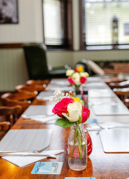 Dinner tables setup for Sunday Lunch guests