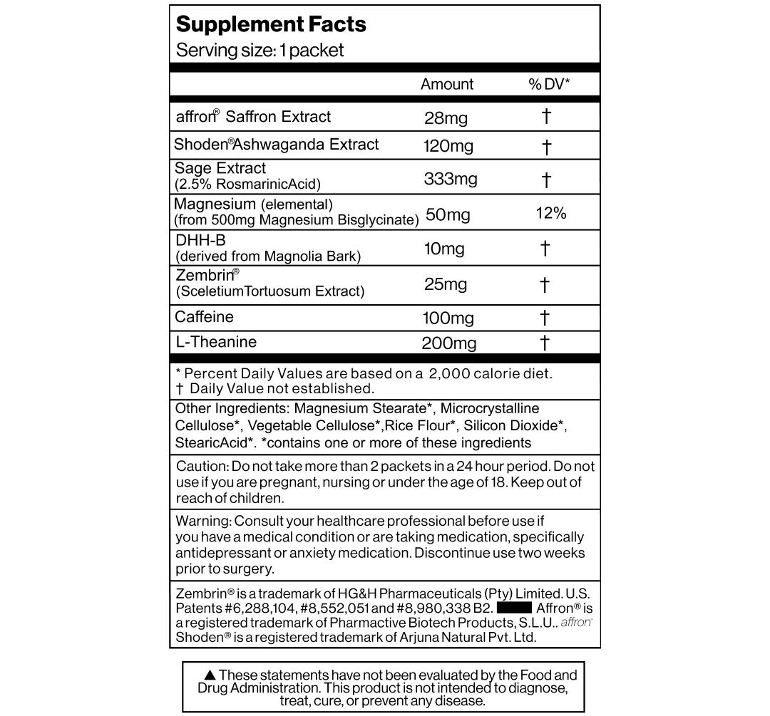 Supplement Facts with caffeine