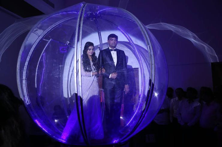 dreamy engagement couple entry