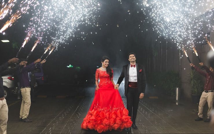 sparkling engagement couple entry