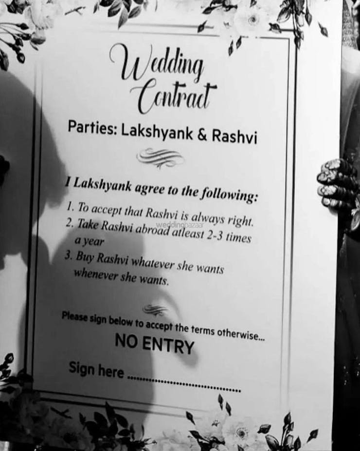 wedding contract funny trend