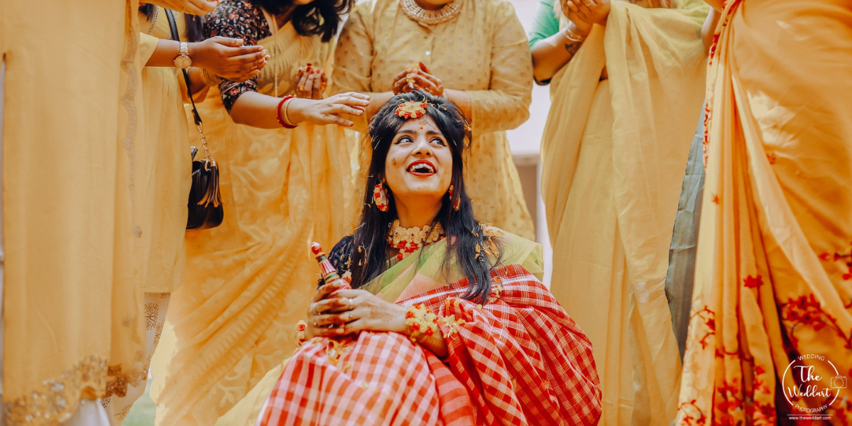 bride with flower jewellery