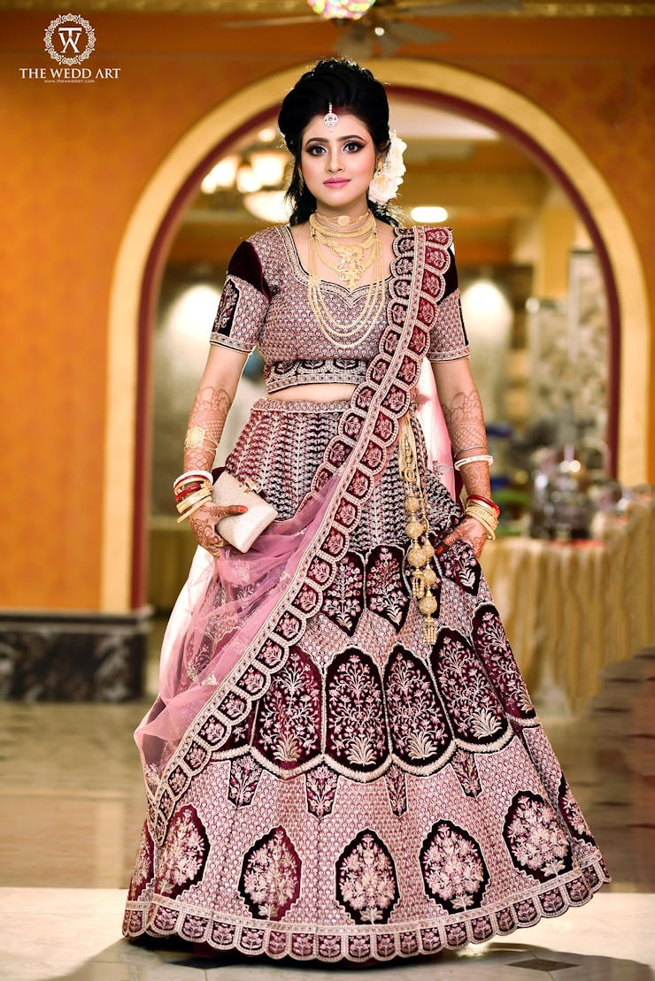 velvet lehengas for brides