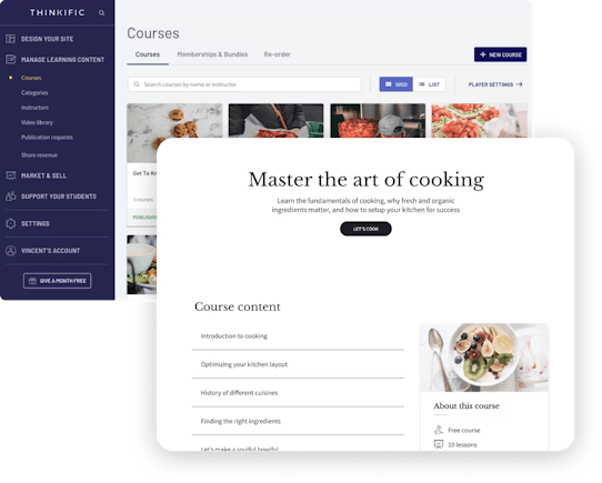 Thinkific's Dashboard Screenshot