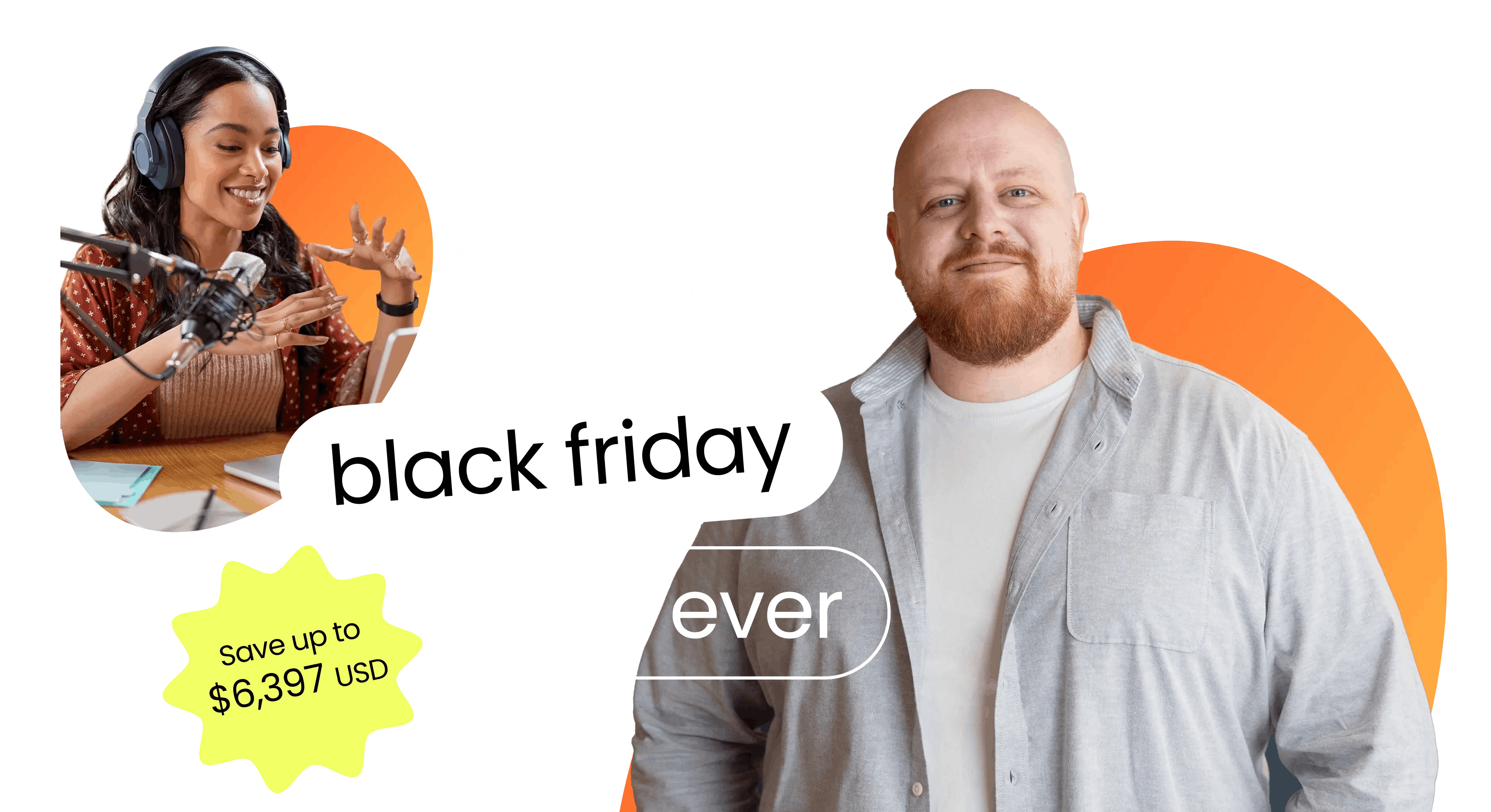 Black Friday promotional banner with savings up to $6,397 USD