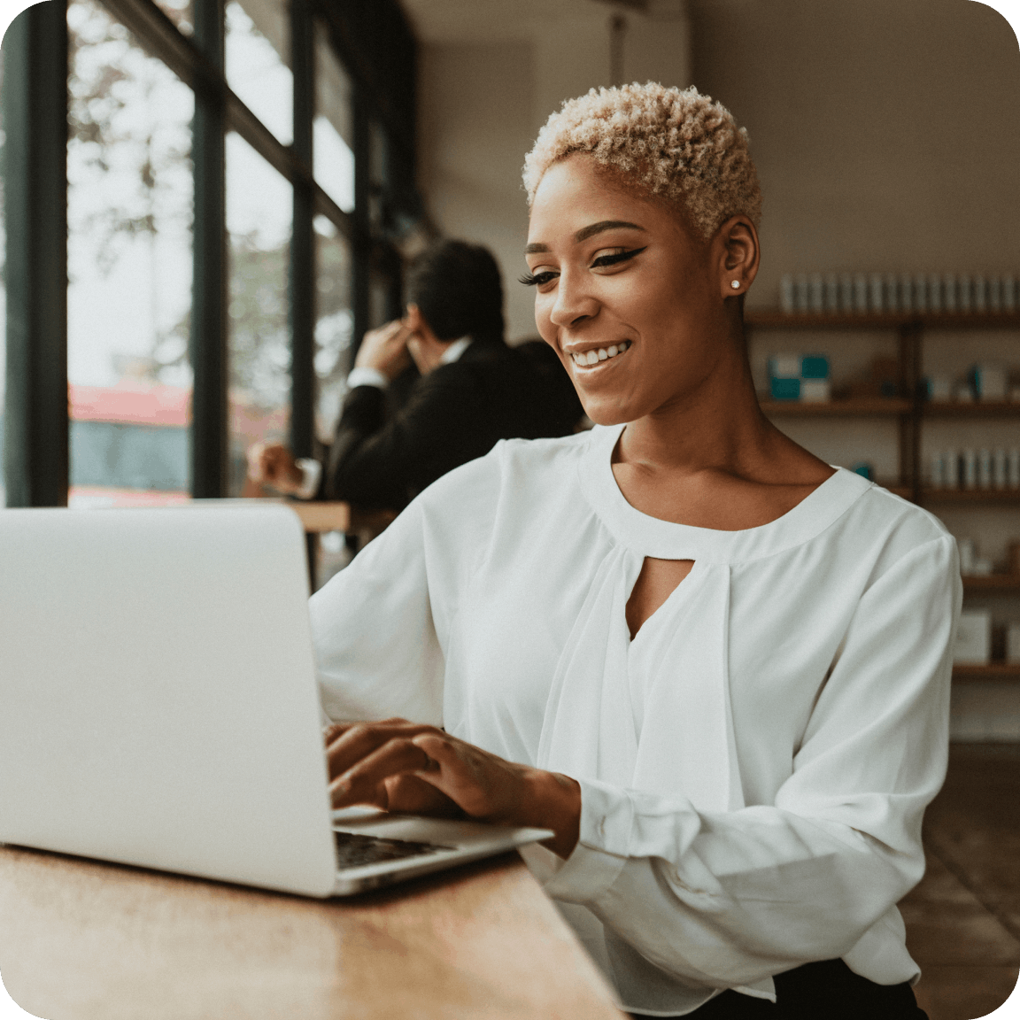 Woman working on laptop