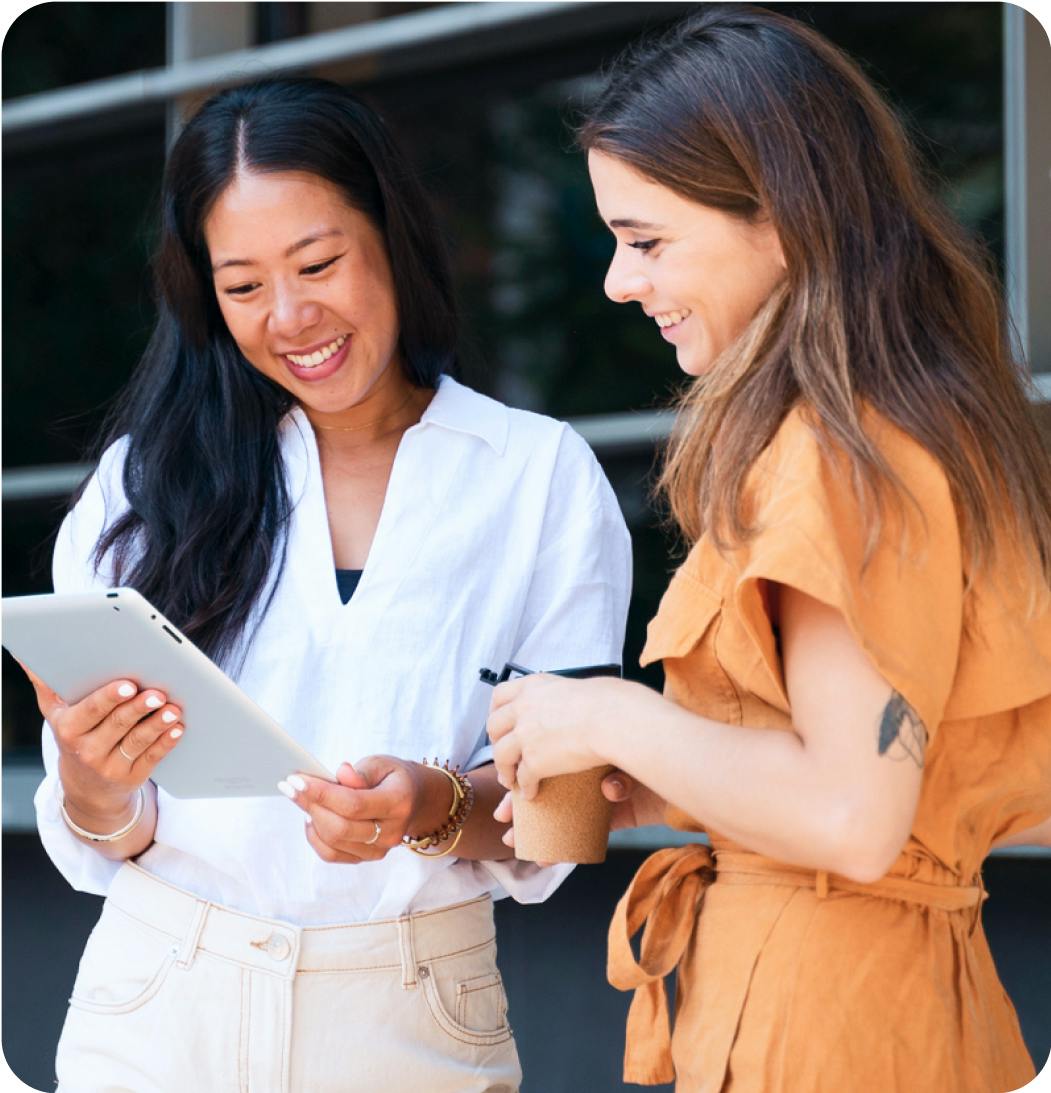 Two women working