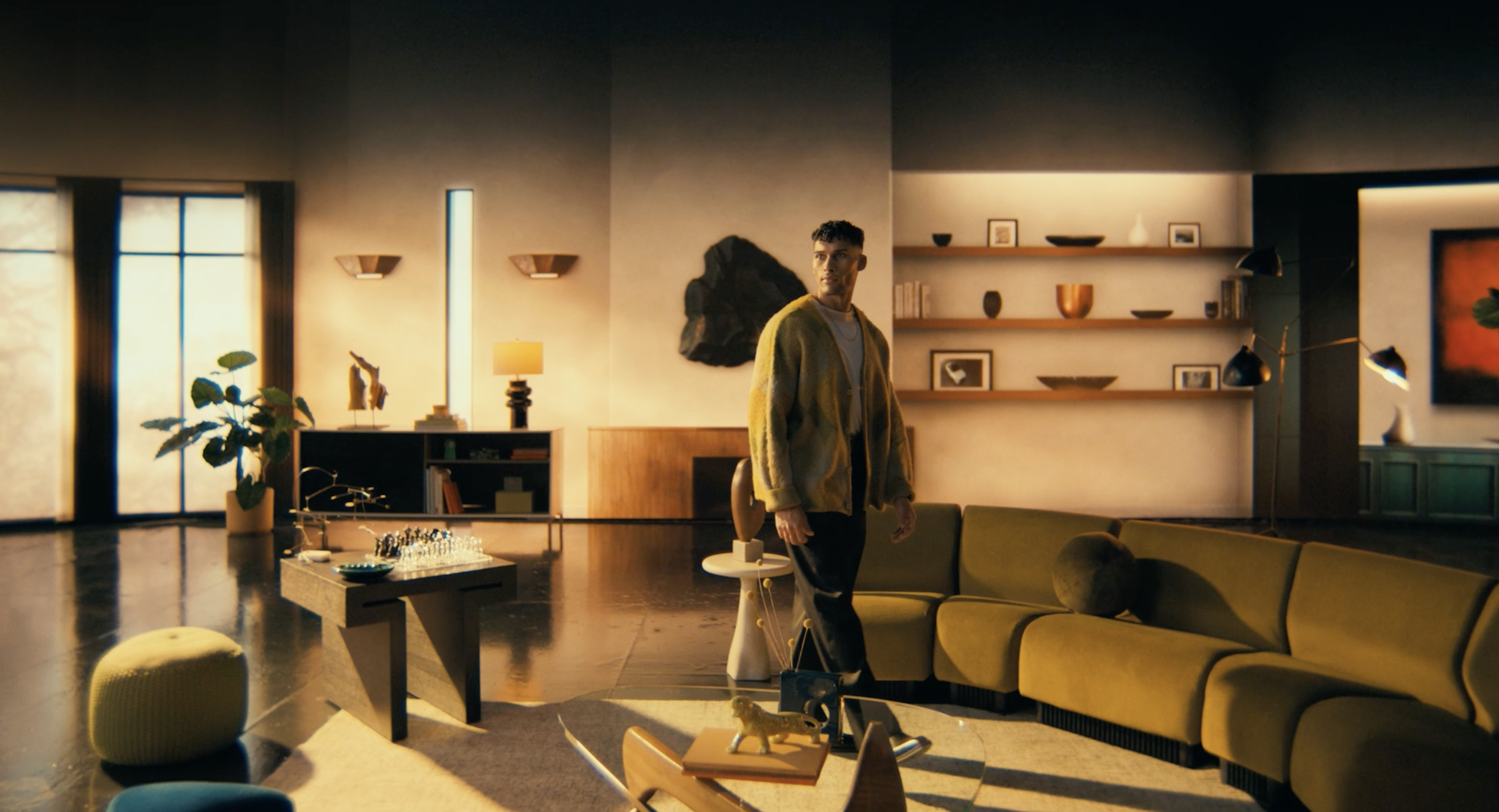 Man standing in his upscale living room