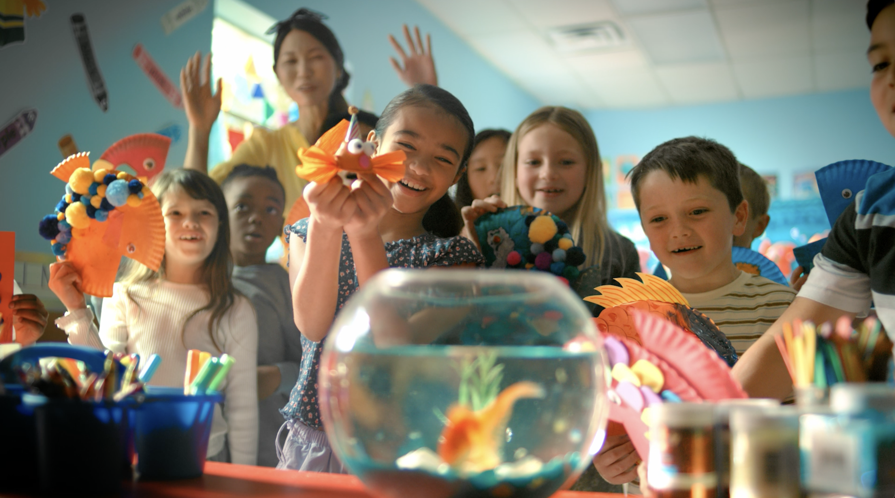 gold fish in classroom