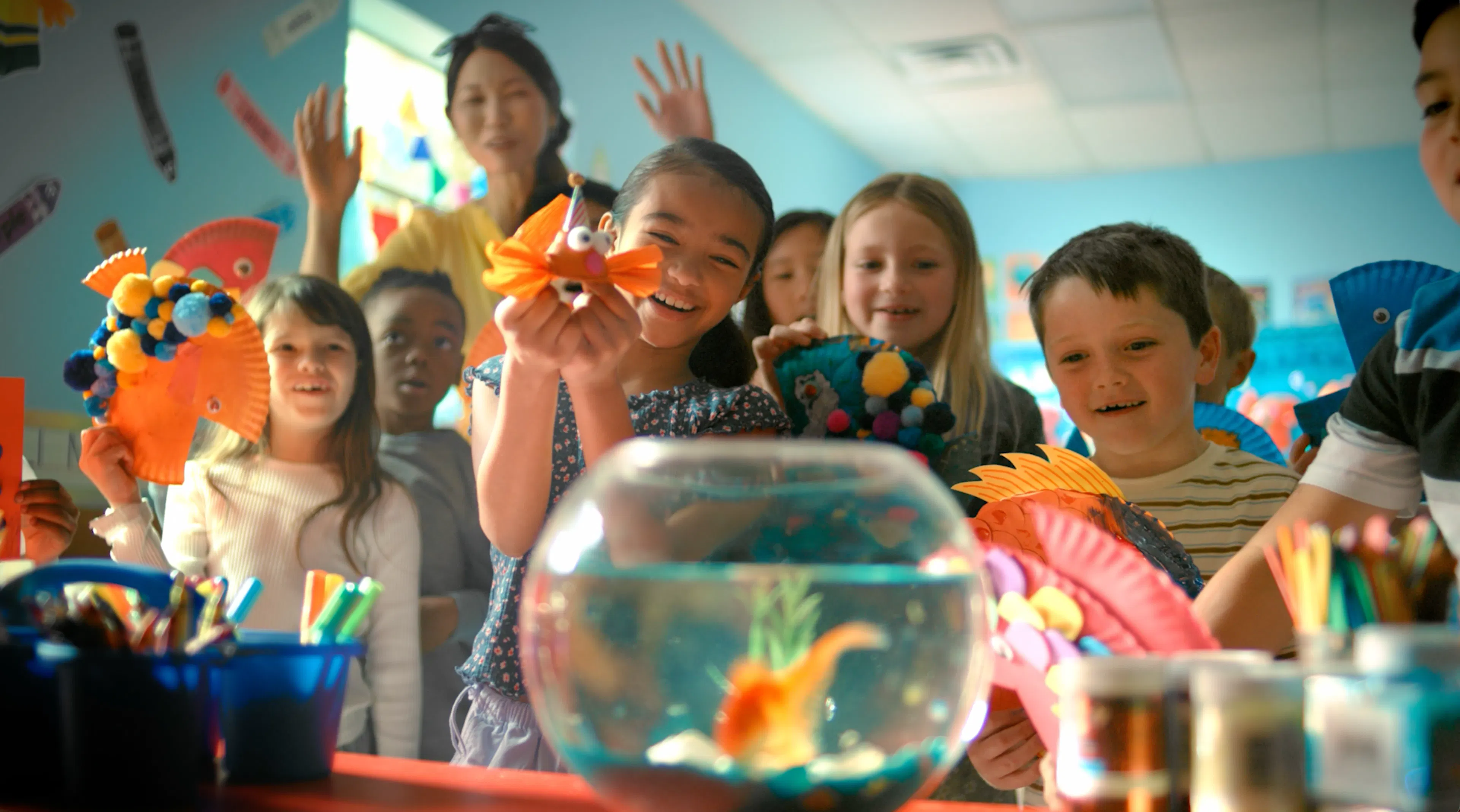 gold fish in classroom