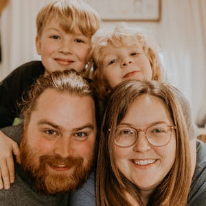 A portrait shot of the four members of the Murphy family.