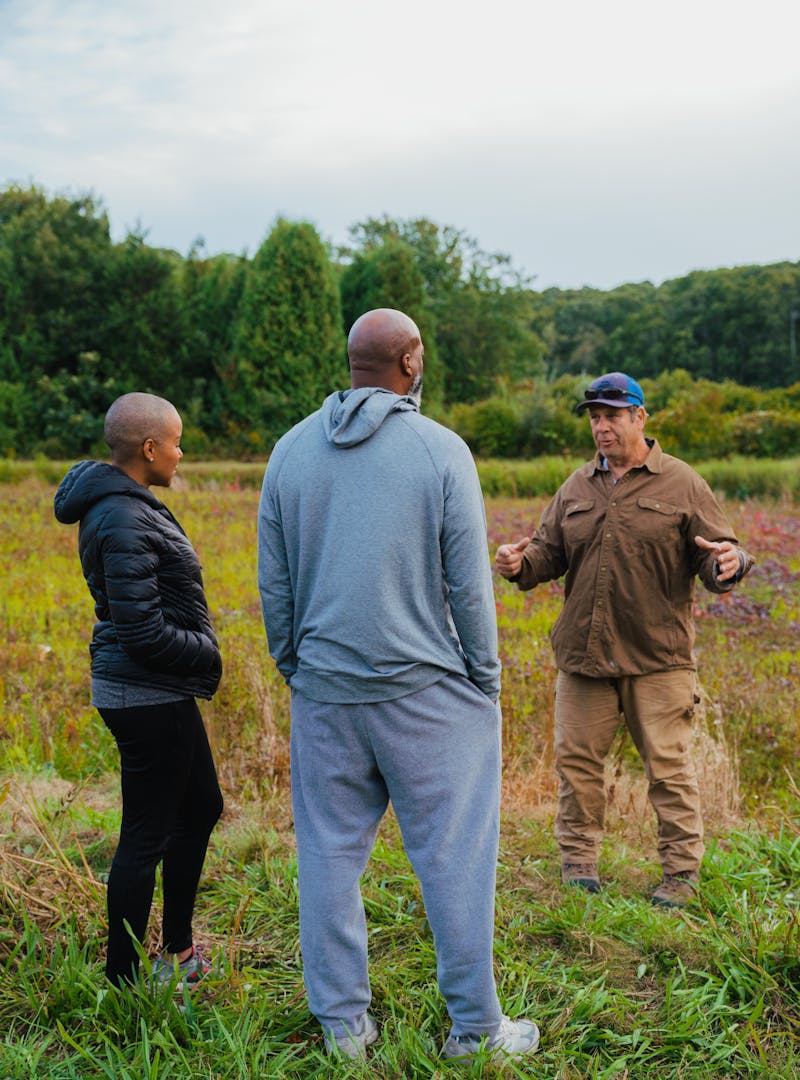 Sonya Lowery and Ray Young on a tour of a cranberry bog in Cape Cod.
