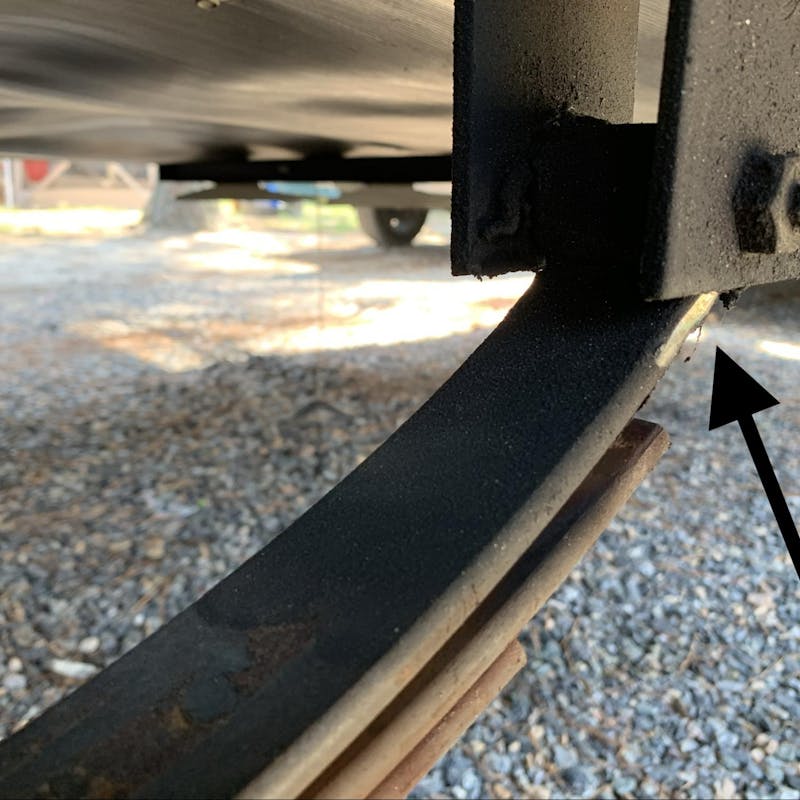 Tom Boswell showing the wear on his suspension.