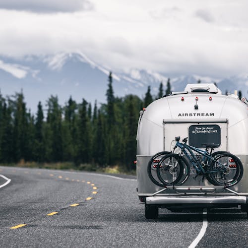 Karen Blue's Airstream pulled over on the side of the road