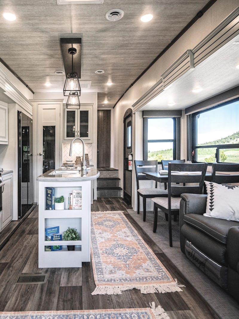 the interior of a keystone fifth wheel rv 