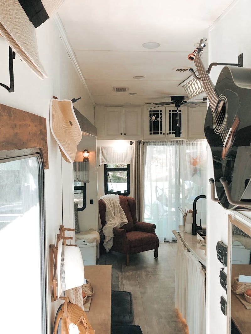 Hallway and living area inside the JC & BÄRBEL BARRINGER family's 2018 KZ Durango Gold fifth wheel