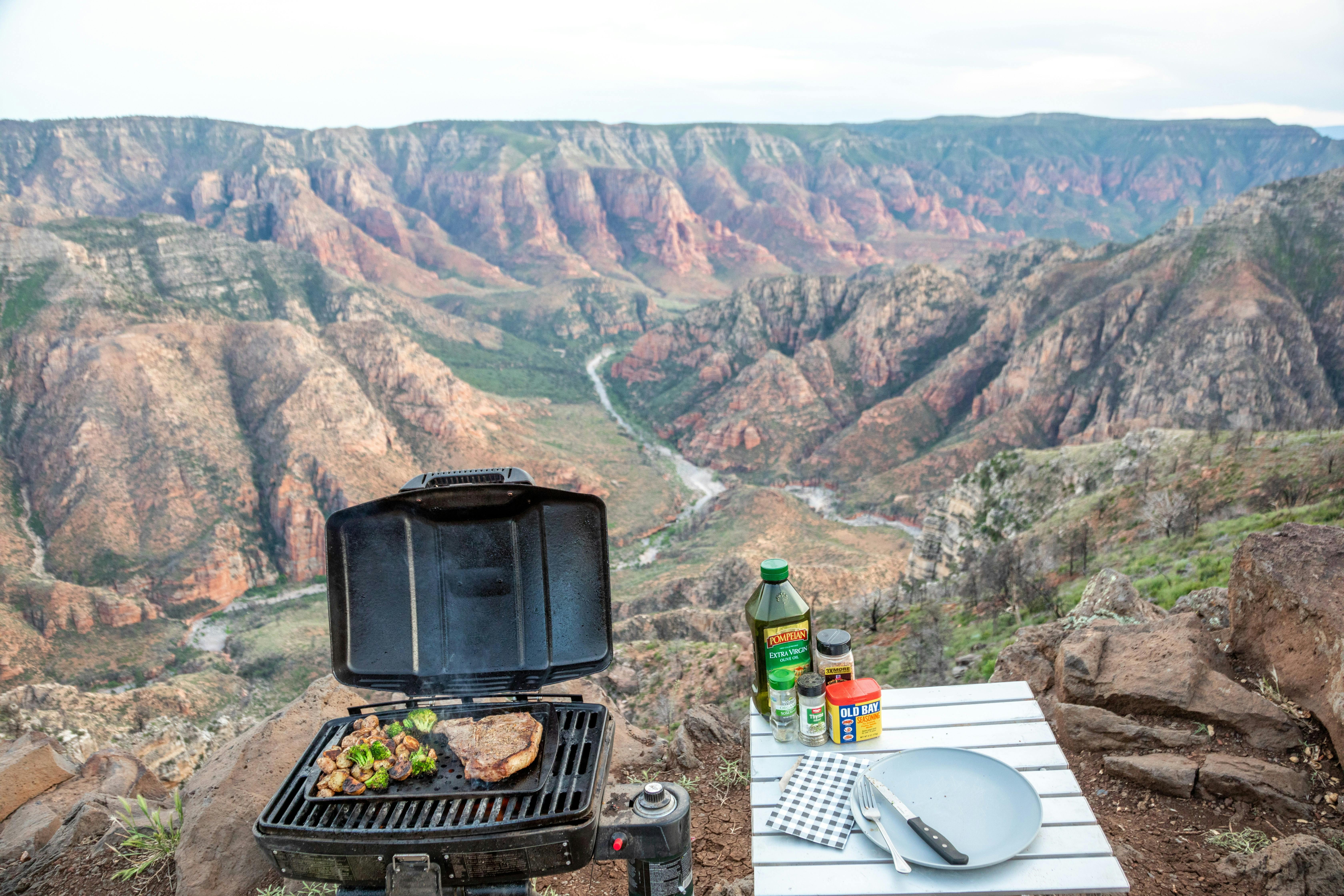Jeff Poe grilling at an overlook in Kaibab National Forest
