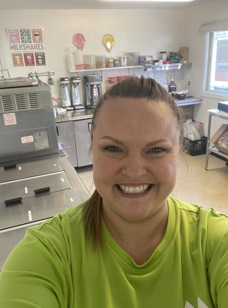 Christiana McMillan working at an ice cream shop
