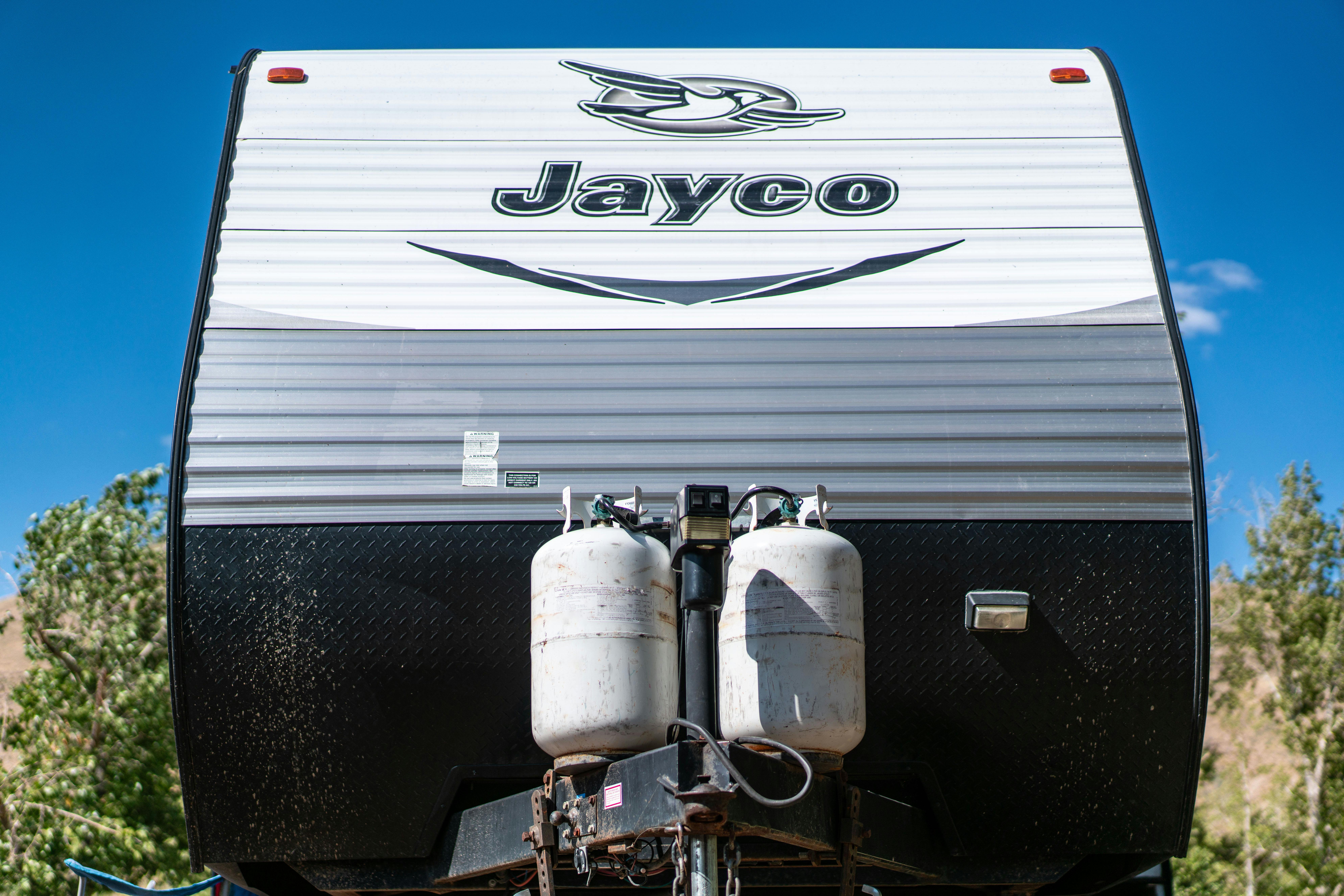 The front of Renee Tilby's Jayco Jay Flight Travel Trailer