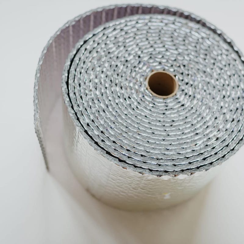 Close up of roll of silver RV insulation tape