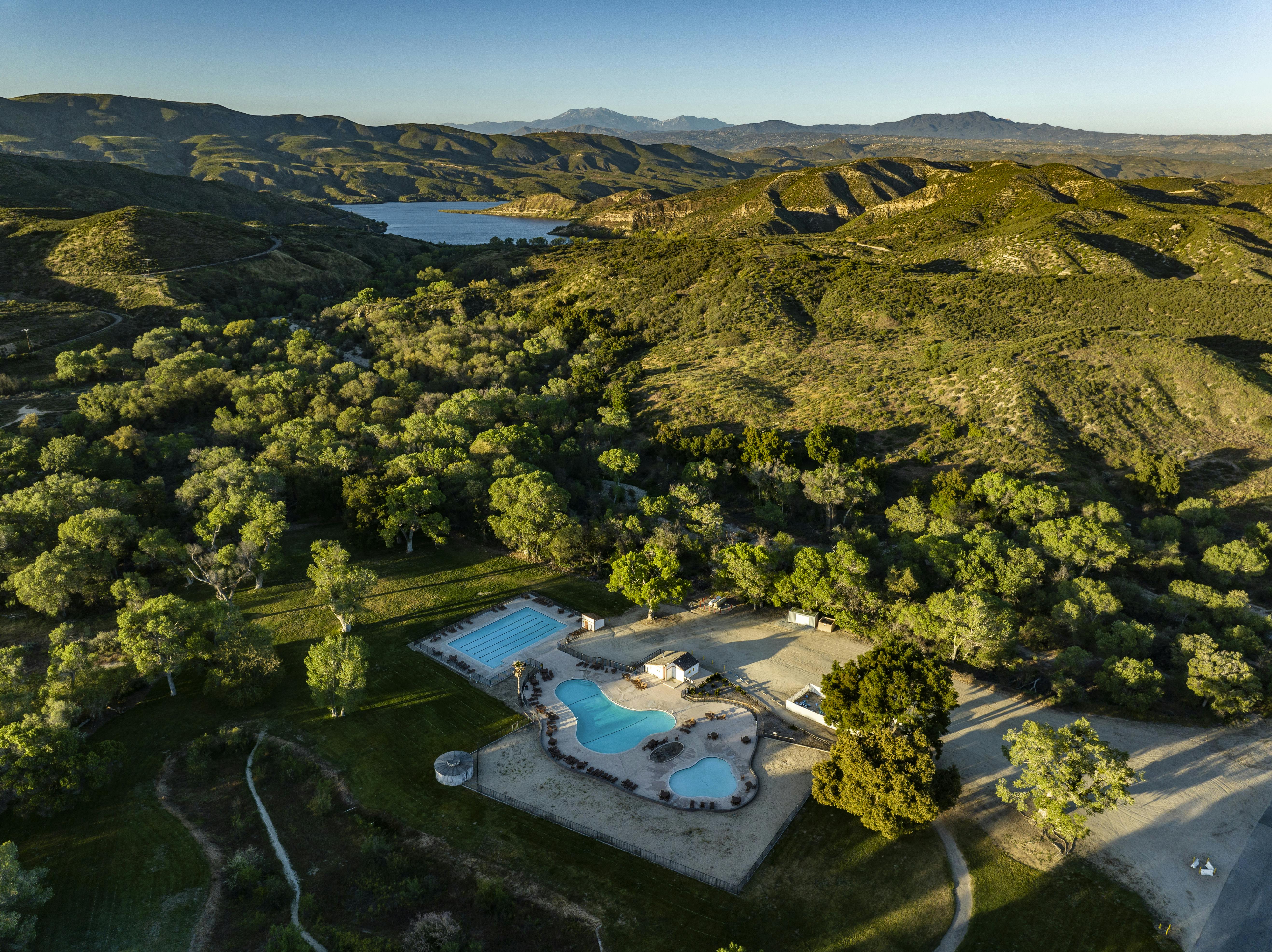 An aerial view of the Temecula KOA Campground.