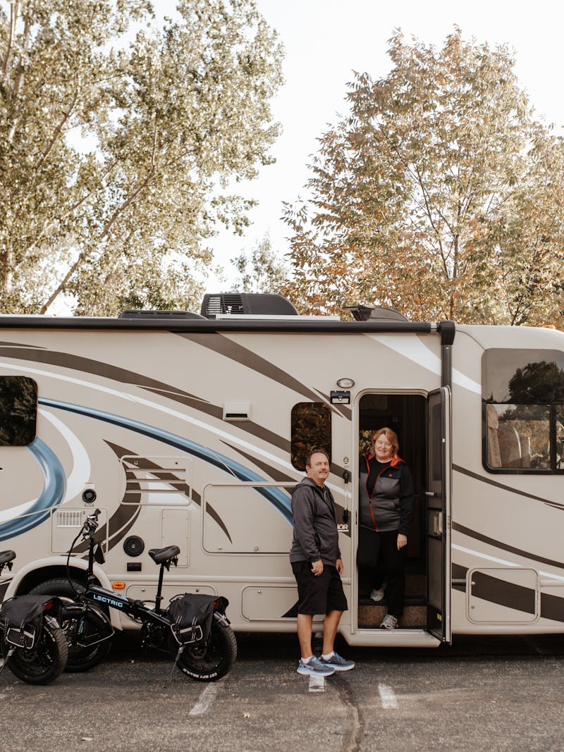 The Bolands posed with their Thor Motor Coach RV. 