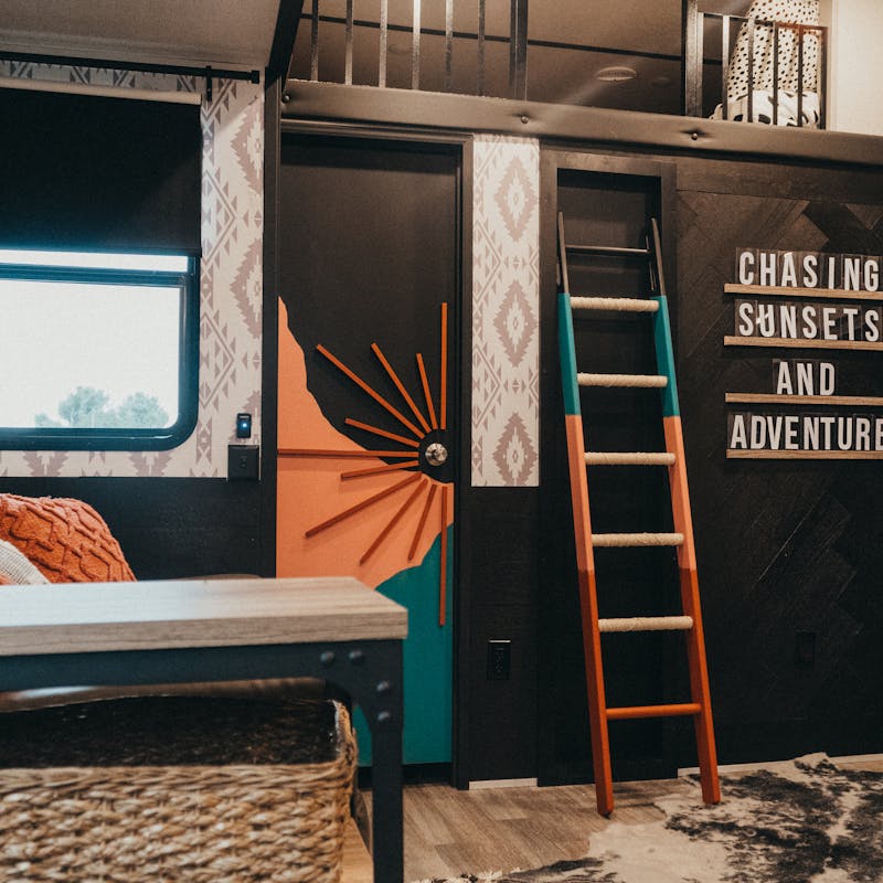 Sammy Seles' bunkhouse inside of her Keystone Montana RV.