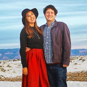 Jesse and Rachel Lyons posed for a picture in the desert.