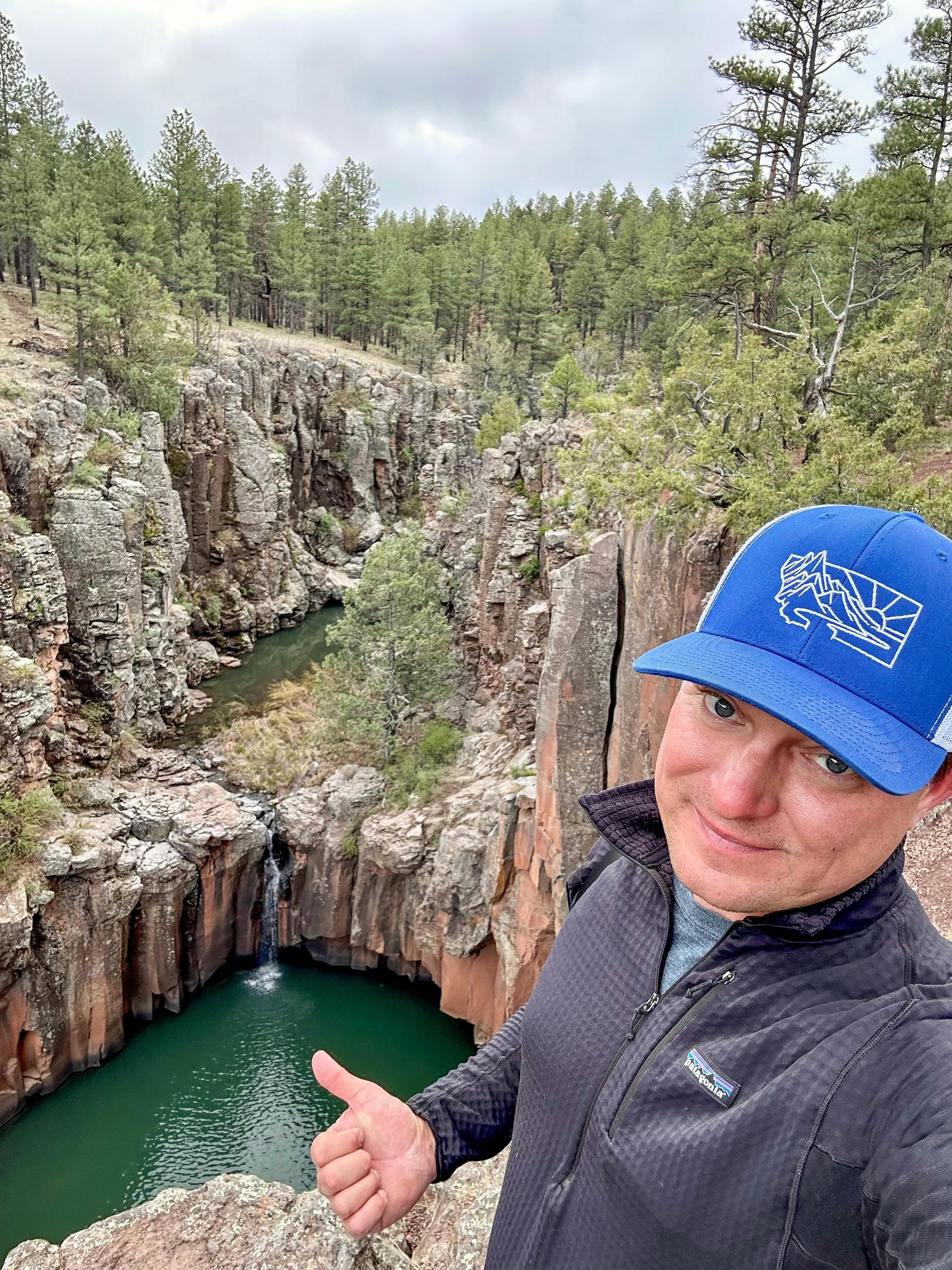 Jeff Poe at a waterfall in Kaibab National forest