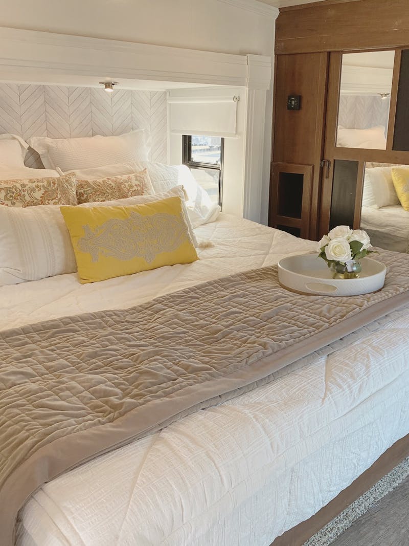 A cozy and inviting RV bedroom.